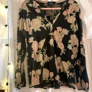 Lauren by Ralph Lauren black floral tunic